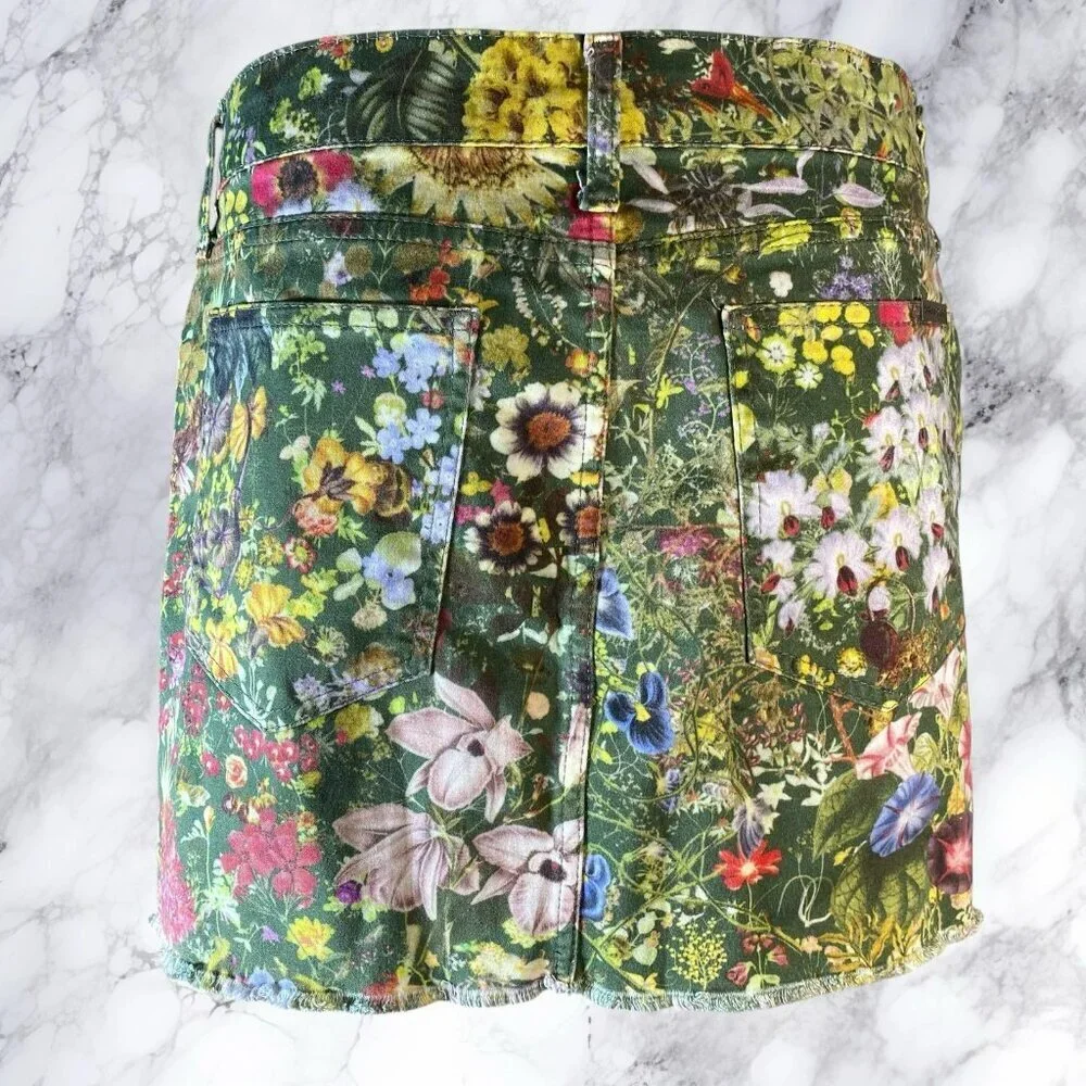 Carina Duek Endless Paradis Floral Print Denim Skirt